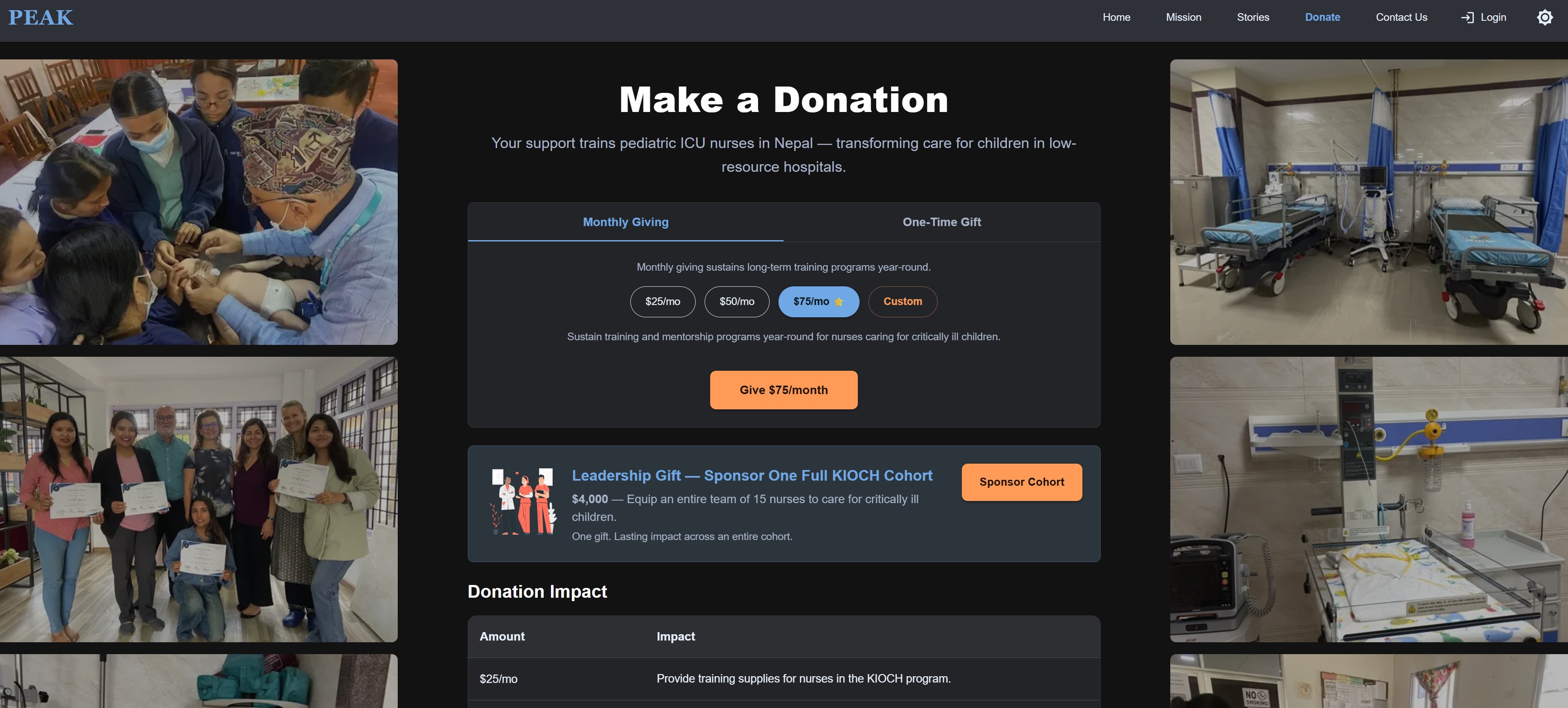PEAK Health Nepal Donation Page